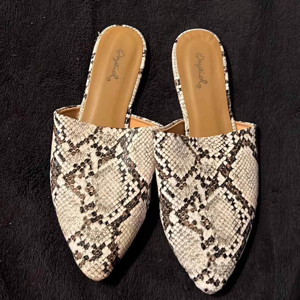 Snake Print slip on flats